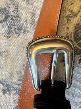 Tony Lama Tan Leather Belt with Silver Buckle